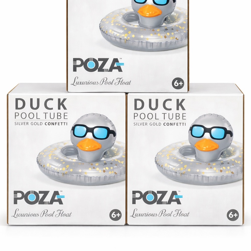 Silver & Gold Confetti Duck One-Piece Swim Float lot of 3 boxes 3 pieces
